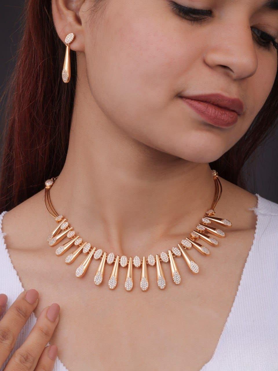 Premium quality rose gold plated ad necklace set
