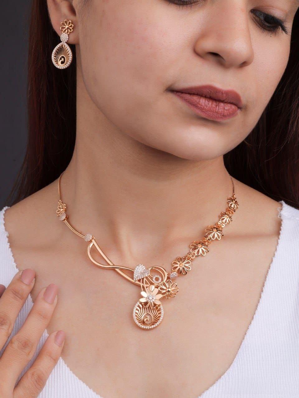 Premium quality rose gold plated ad necklace set