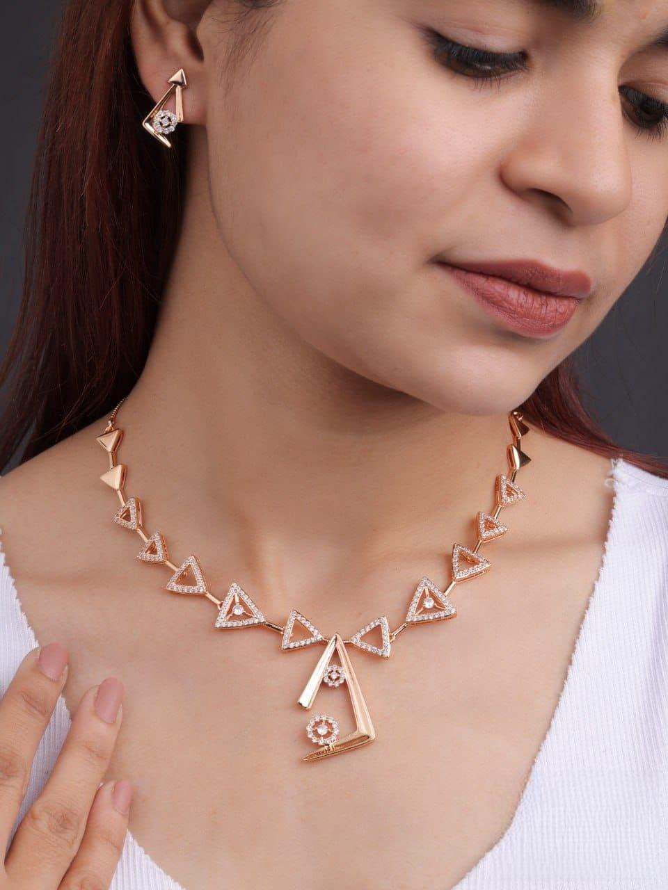 Premium quality rose gold plated ad necklace set