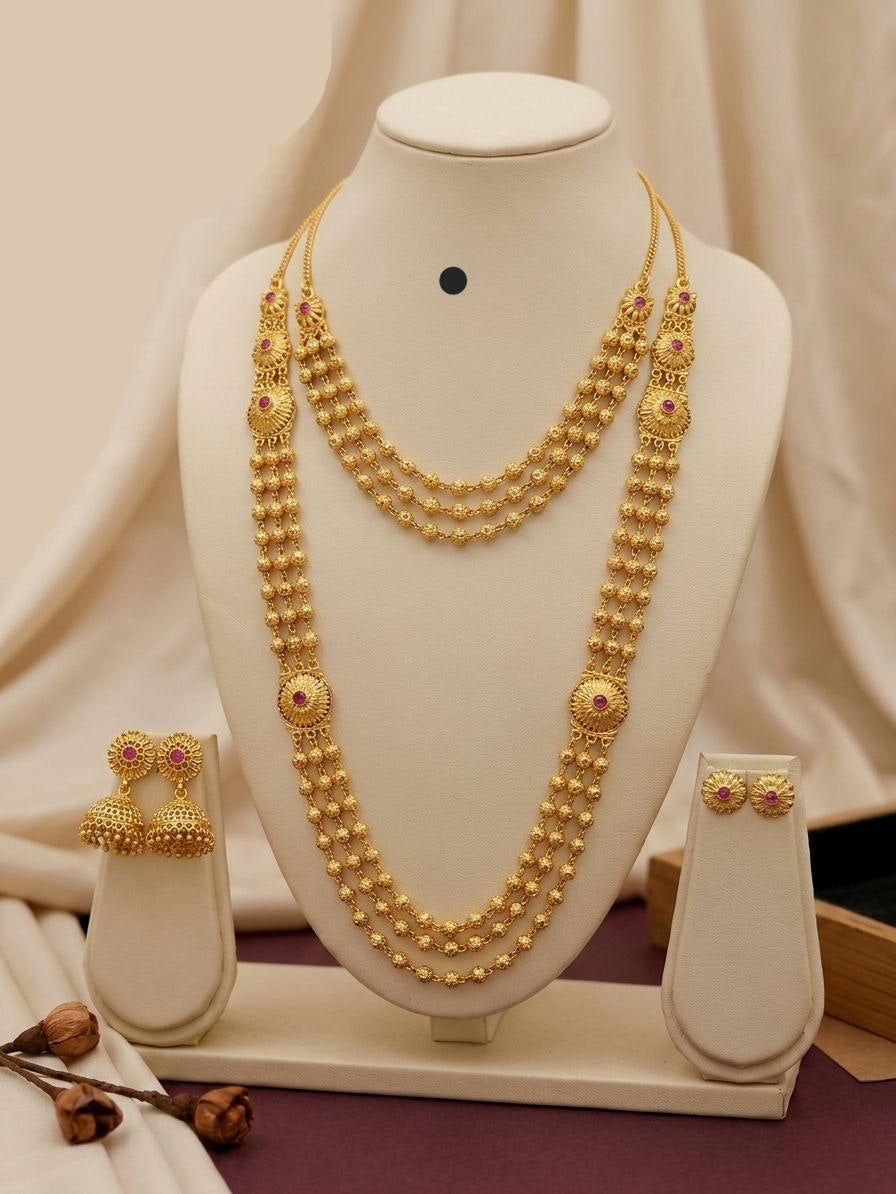 Brass high gold plated mala combo set