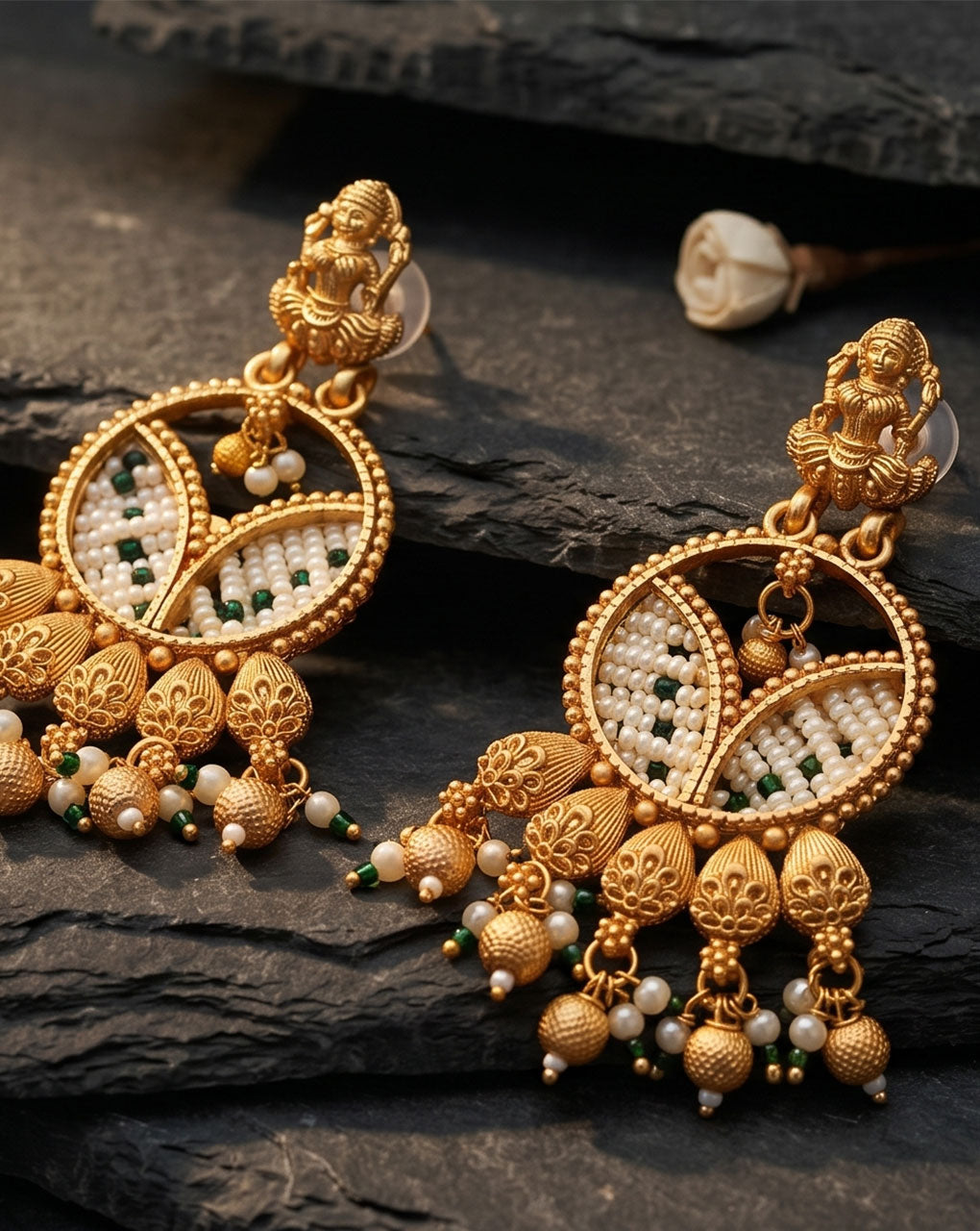 Brass gold plated matte finish earring