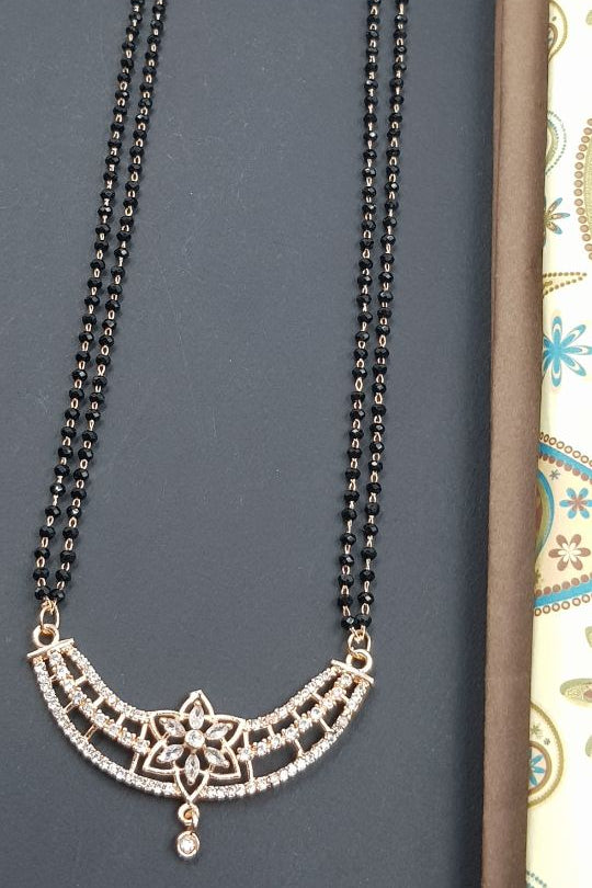 Krystal rosegold plated dimond mangalsutra