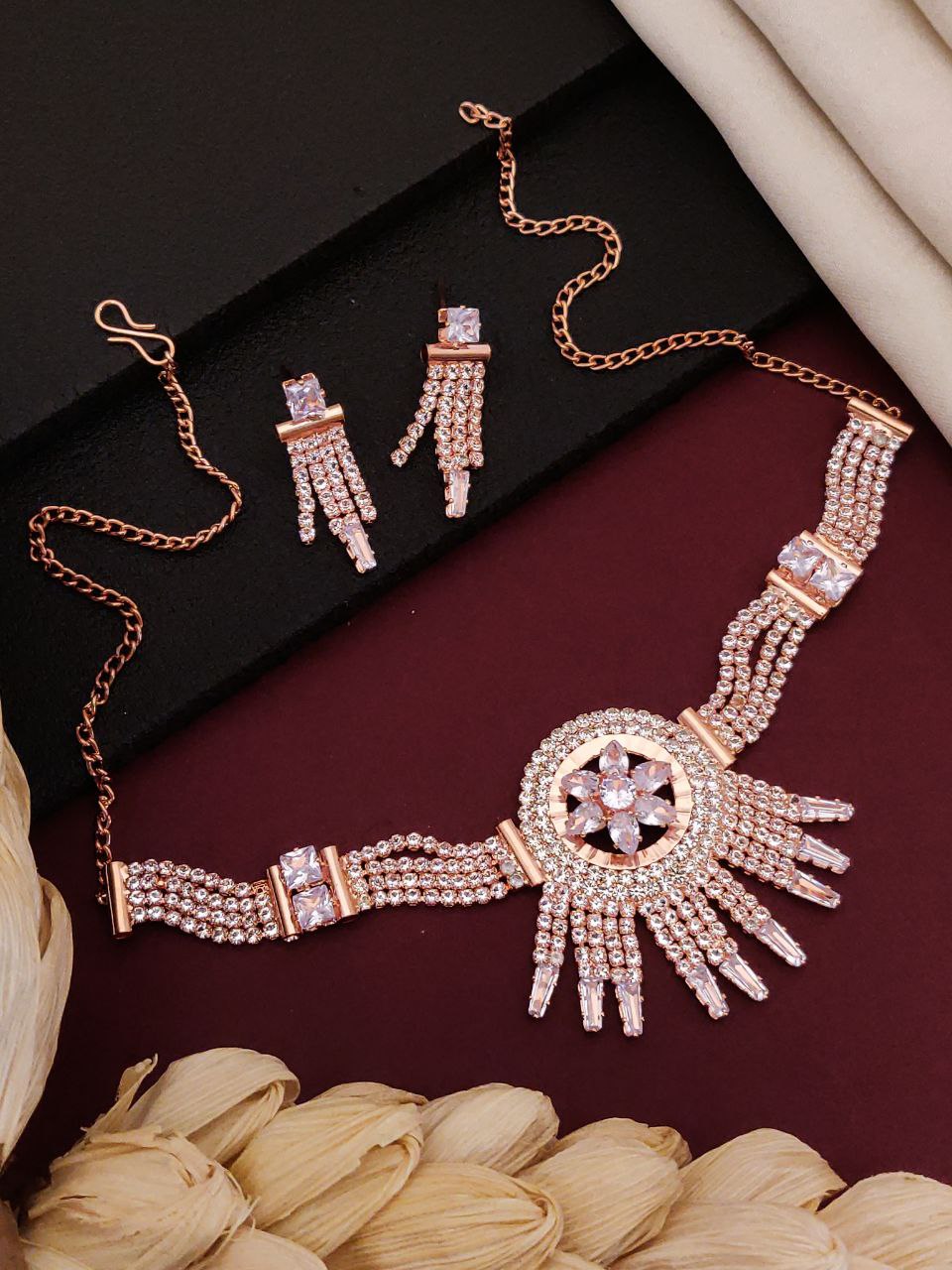 AD rose gold plated necklace